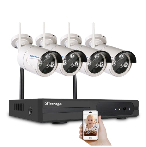 Techage 1080p HD Övervakningssystem 4 st trådlösa IP-kameror, Wi-fi NVR-kit