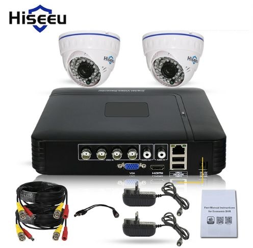 HISEEU övervakningssystem 2st kameror 720P Inomhus 1080P DVR