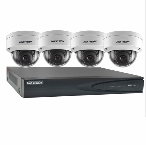 Komplett PoE Övervakningssystem HIKVISION 1080P 4 Dome-kameror