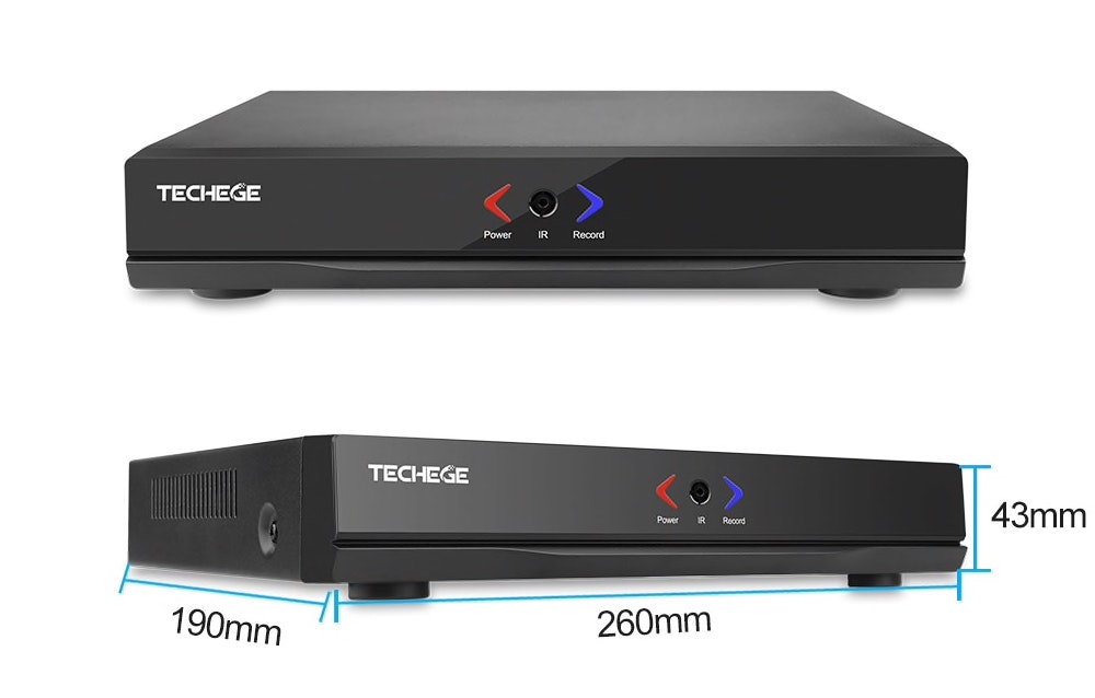PoE Övervakningssystem 4 kanaler Techege 1080P 4 Kameror